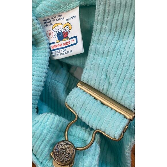 Vintage Jumper Corduroy Overalls Pants Toddler Boys Girls 2T Mint Green - Picture 2 of 4